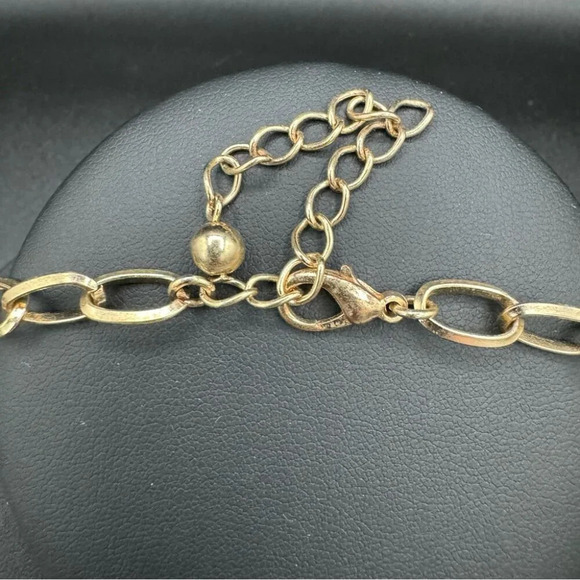 Gold and Silver tone Geometric Circle Statement Necklace - Picture 2 of 6